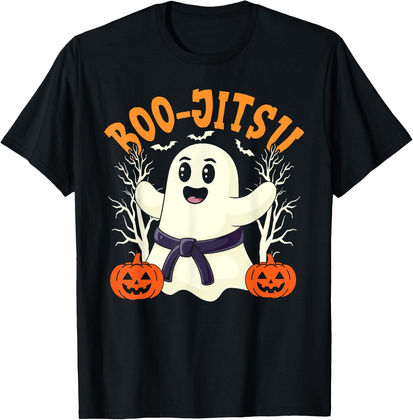 Boo-Jitsu Halloween Spooky Ghost Brazilian Jiu-JItsu BJJ T-Shirt - T-Shirt | Black