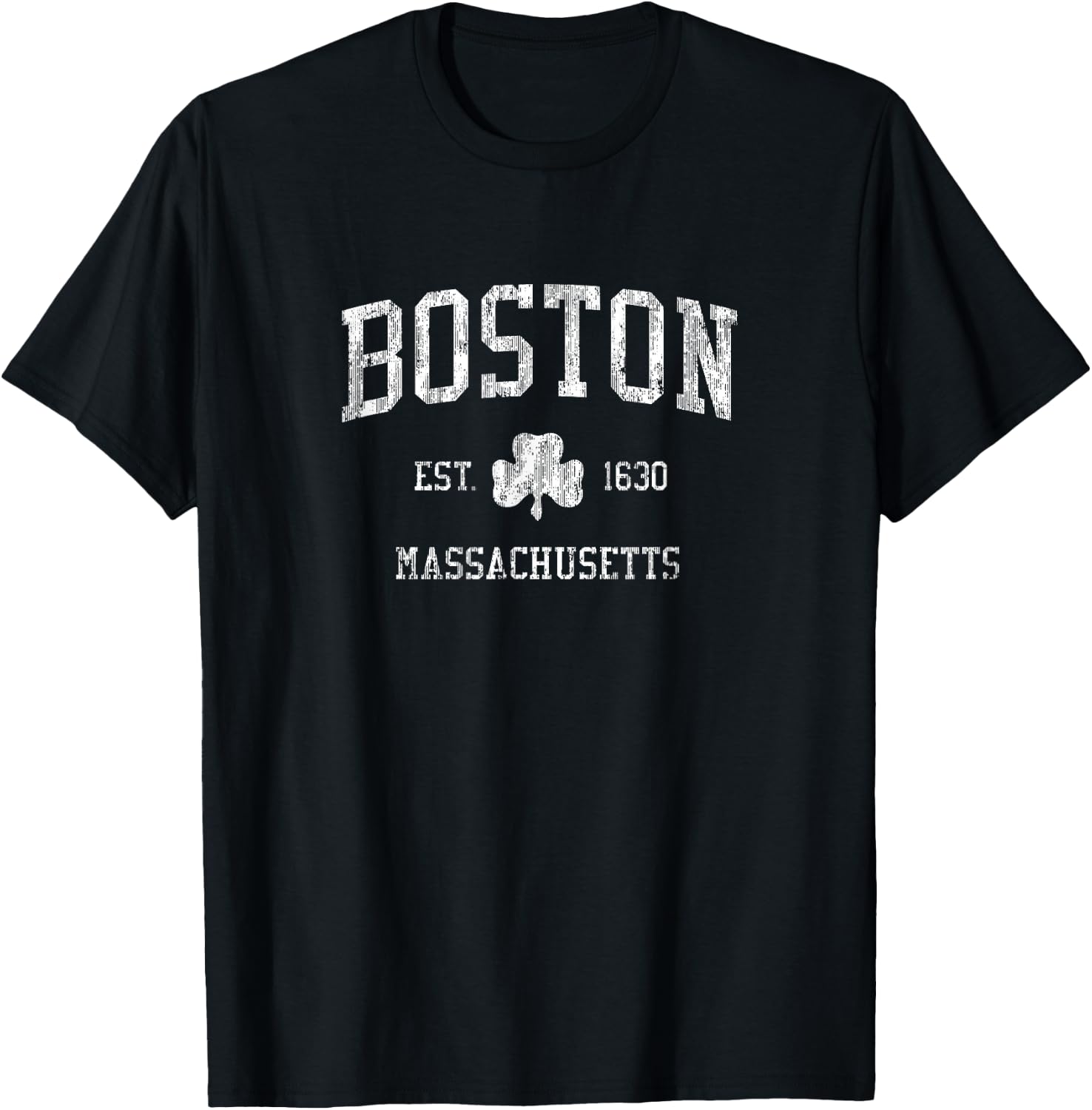 Boston MA Vintage Shamrock Sports Design T-Shirt - T-Shirt | Black