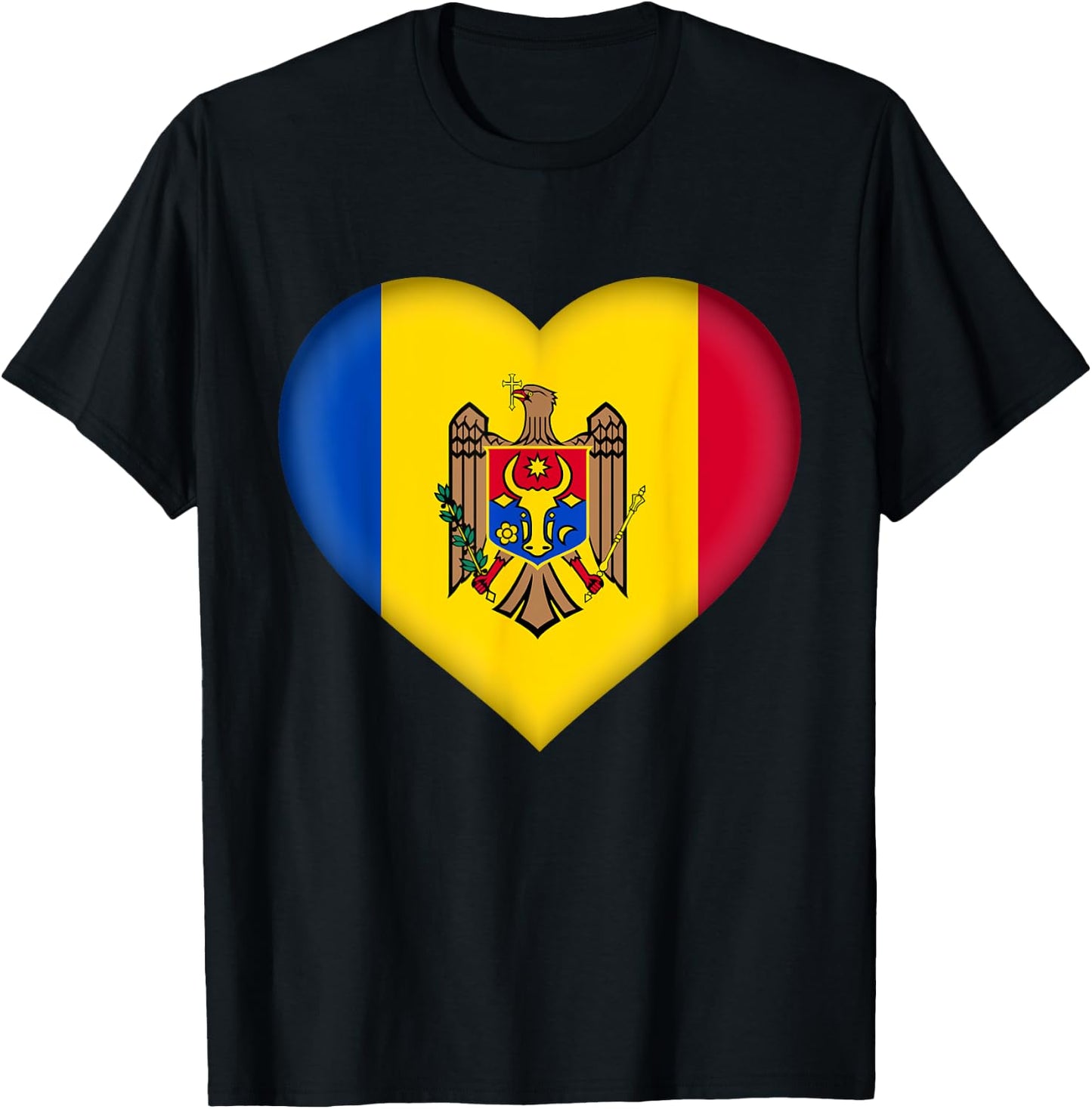 I Love Moldova | Moldovan Flag Heart Outfit T-Shirt - T-Shirt | Black
