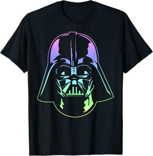 Star Wars Darth Vader Head Neon Gradient Graphic T-Shirt - T-Shirt | Black