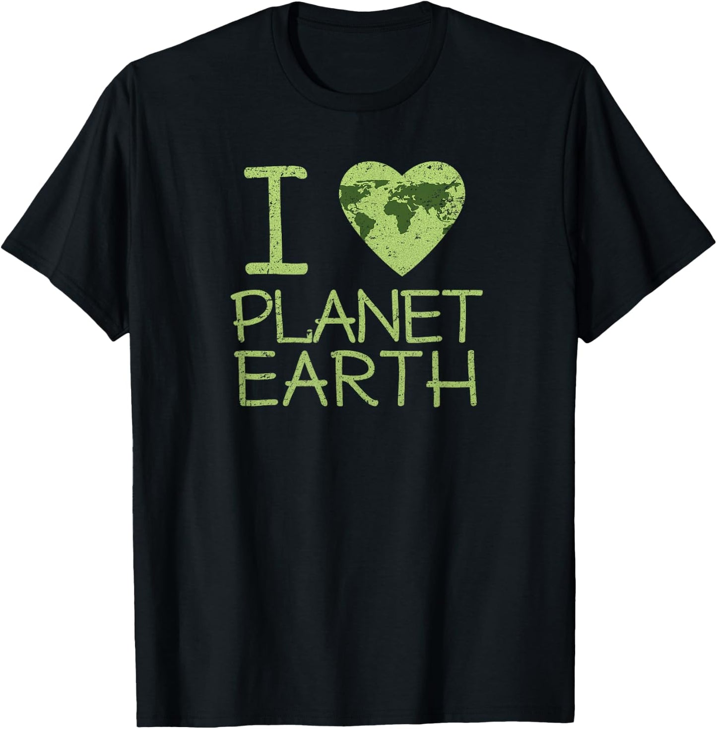 I Love Heart Planet Earth Globe T Shirt T-Shirt - T-Shirt | Black