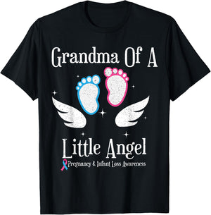 Grandma Of A Little Angel Pregnancy and Infant Loss T-Shirt - T-Shirt | Black