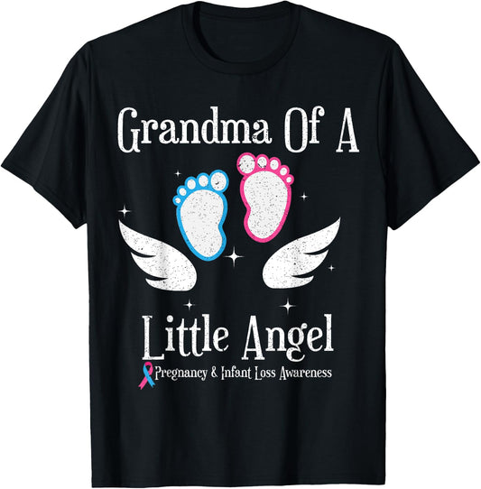 Grandma Of A Little Angel Pregnancy and Infant Loss T-Shirt - T-Shirt | Black
