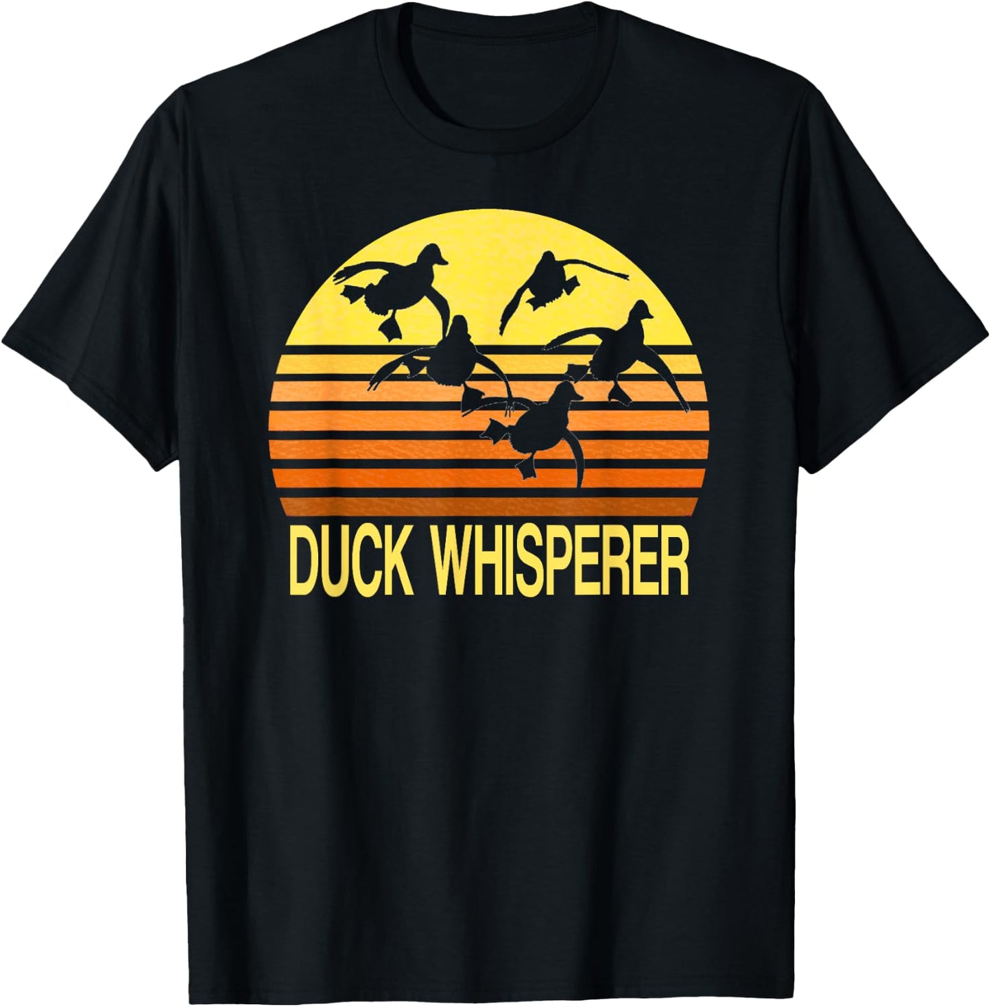 Duck Whisperer Fall Hunter Retro Sun Ducks Autumn Sky Gift 2 T-Shirt - T-Shirt | Black