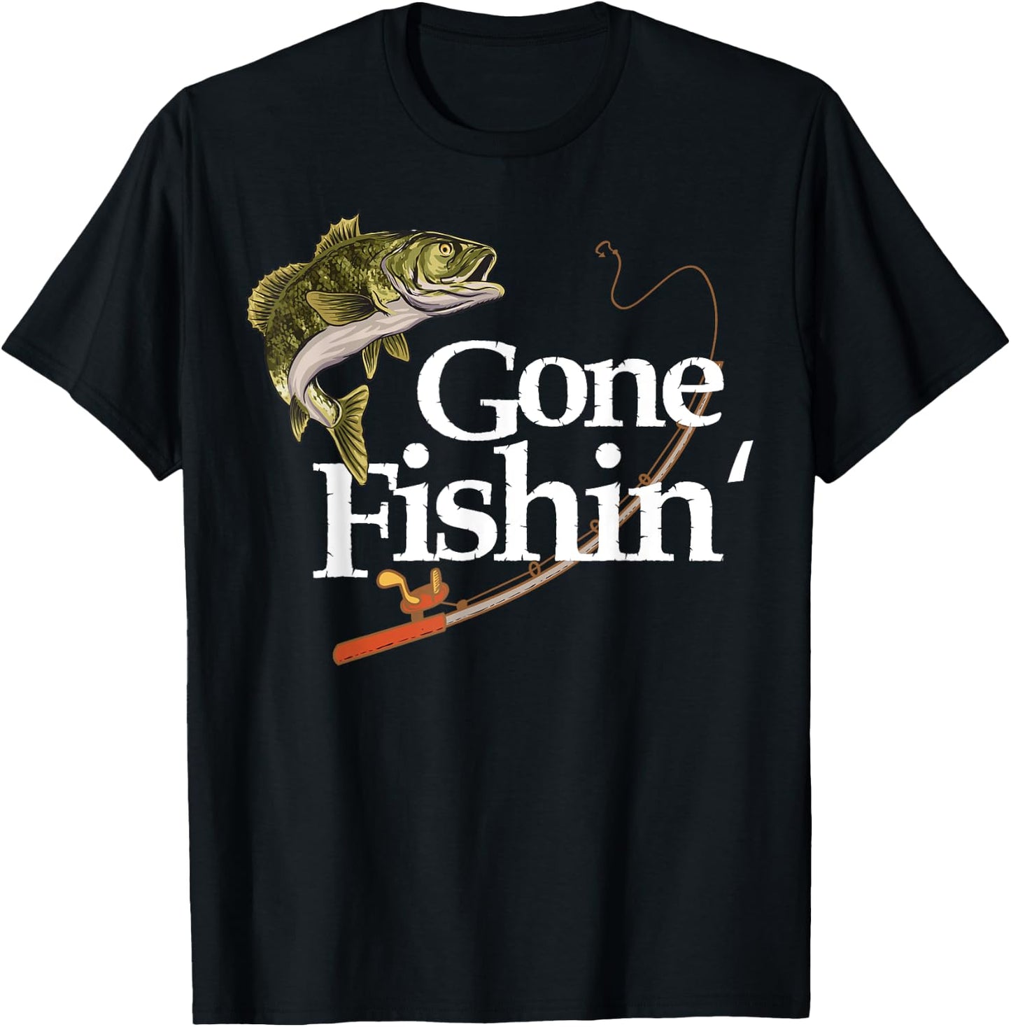 Gone Fishin' apparel Fisherman lover angler Fish T-Shirt - T-Shirt | Black