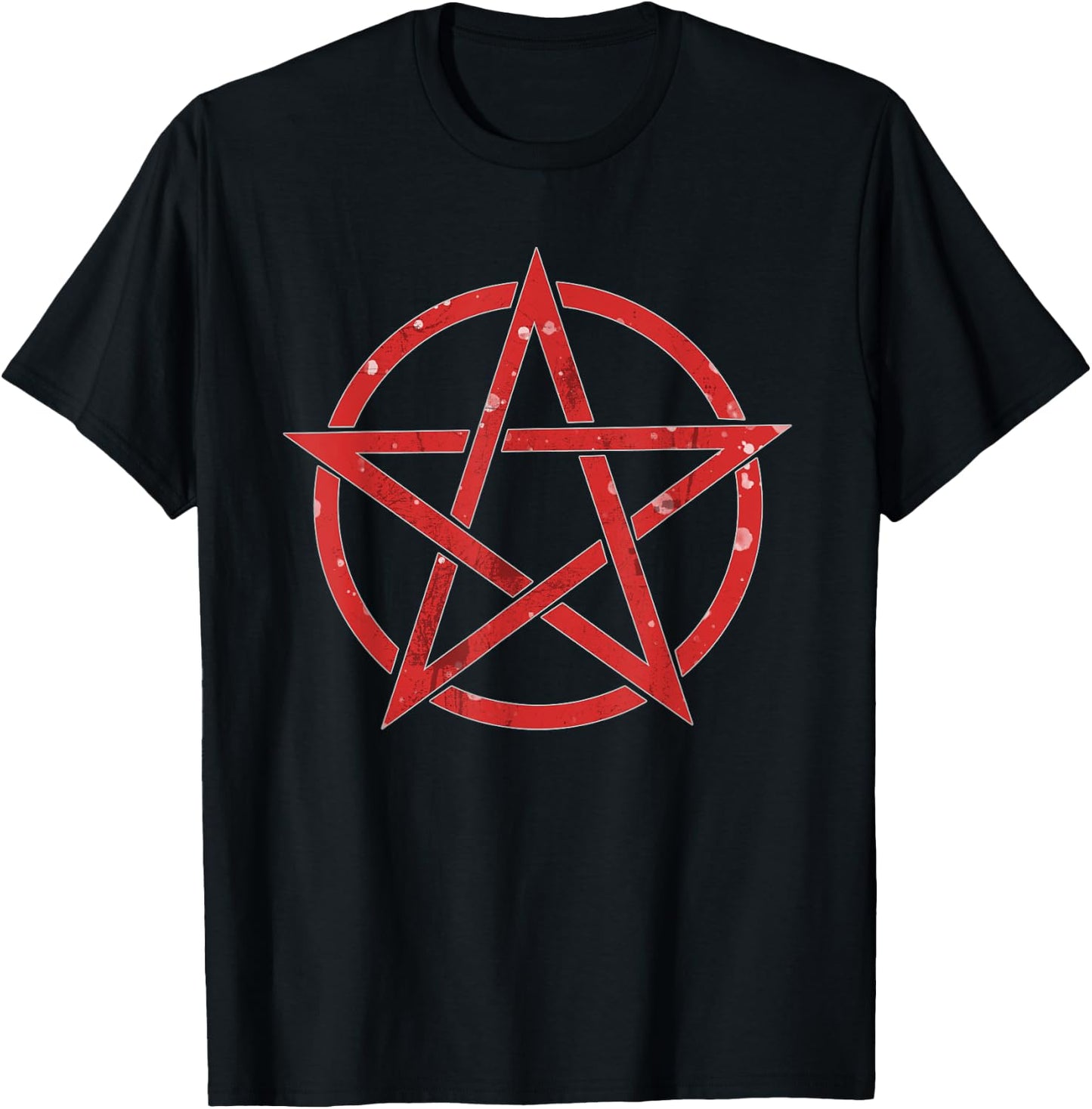Red Pentagram - Wiccan / Pagan Symbol or Music Lover Gift T-Shirt - T-Shirt | Black