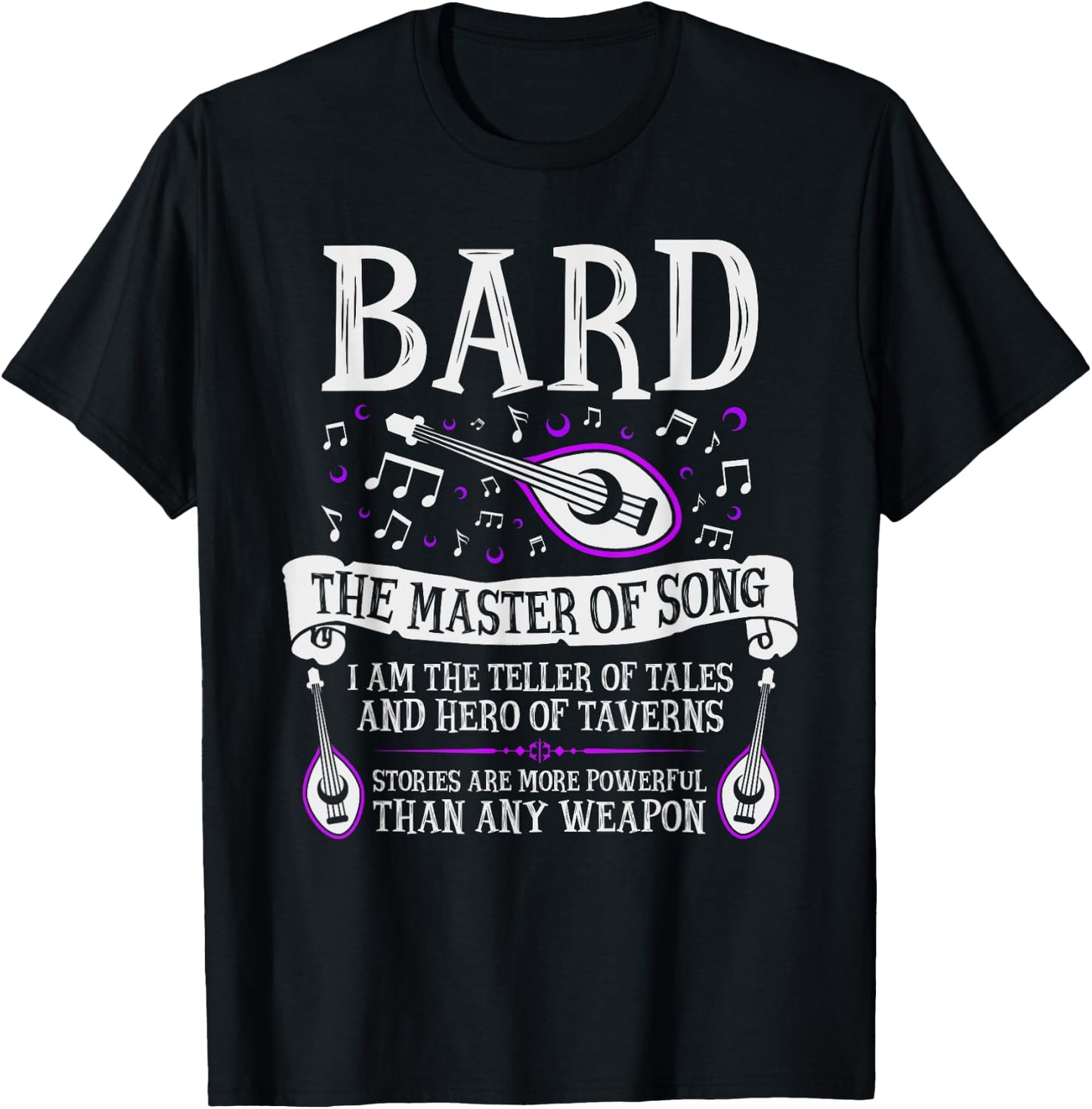 The Bard - Fantasy, RPG, Tabletop RPG, TTRPG, D20 T-Shirt - T-Shirt | Black