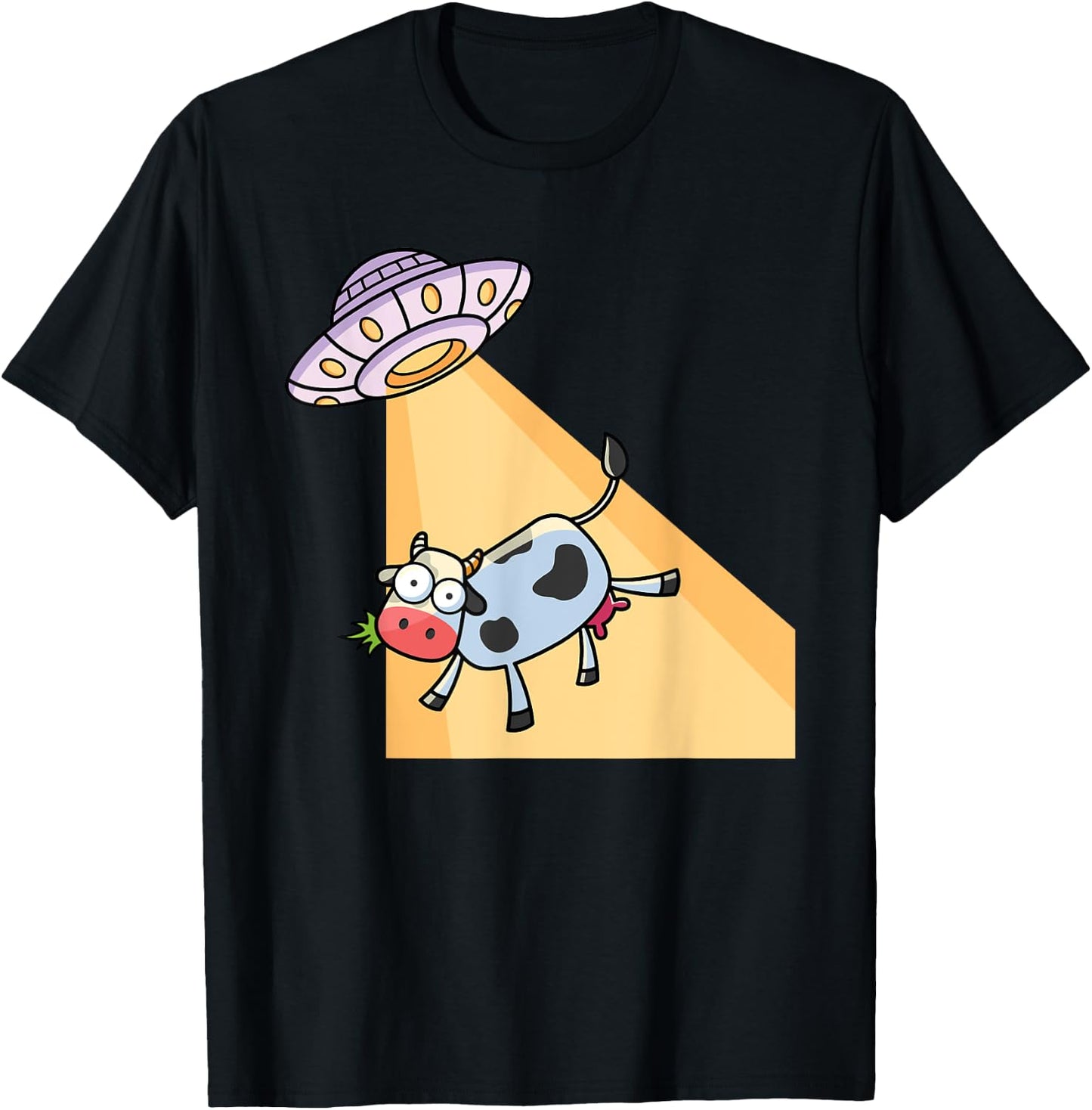 Cow UFO Alien Abduction Farm Animal Cow Lover T-Shirt - T-Shirt | Black