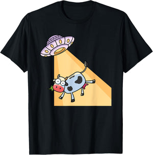 Cow UFO Alien Abduction Farm Animal Cow Lover T-Shirt - T-Shirt | Black