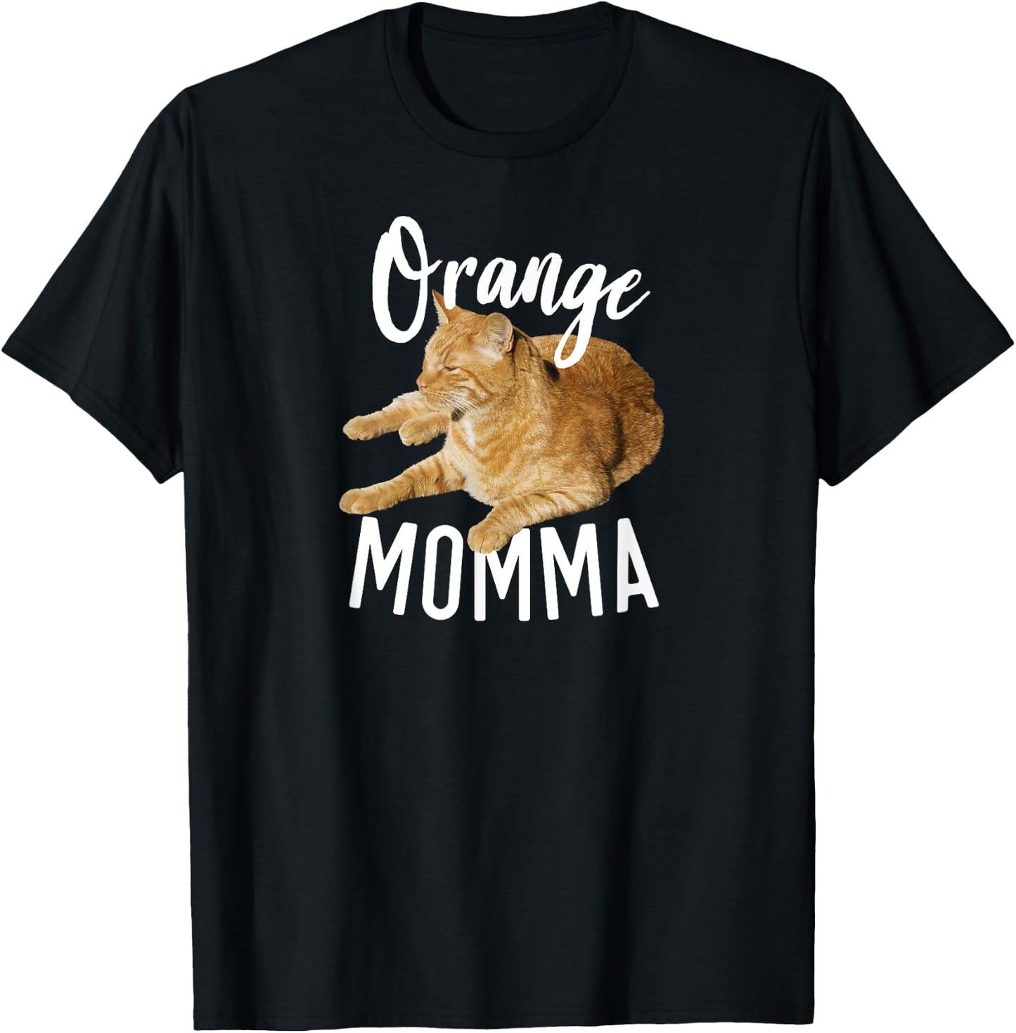 Orange Momma Tabby Lover Funny Saying Graphic T-Shirt - T-Shirt | Black