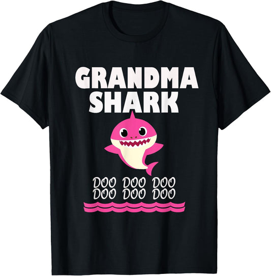 Funny Grandma shark Gift grandma T-Shirt - T-Shirt | Black