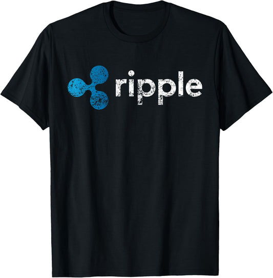 Ripple To-The-Moon! Rocket Graphic XRP Crypto -Adults Black Small Modern Short Sleeve Cotton Blend T-Shirt - T-Shirt | Black