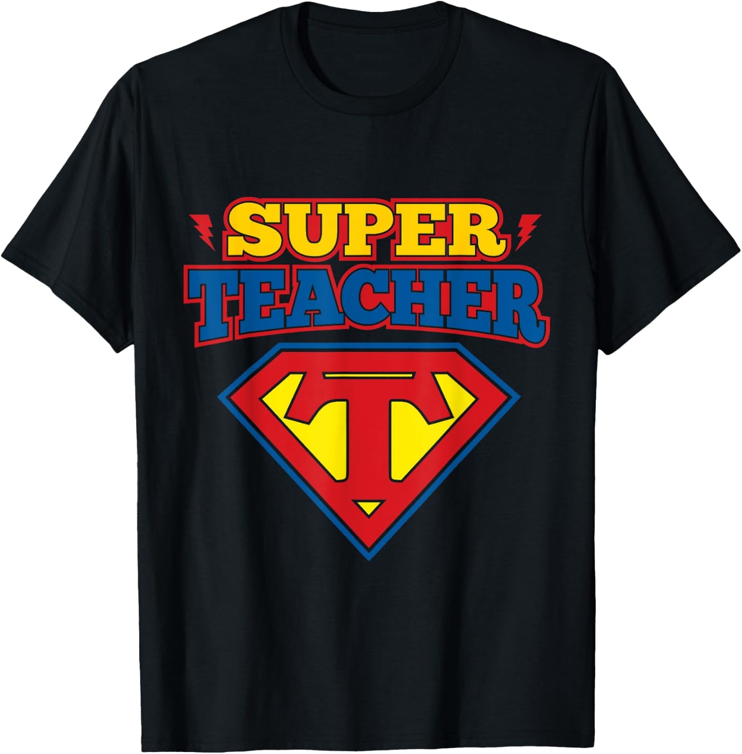 Superteacher Superhero Funny Teacher Gift Men Women Girls Kids T-Shirt - T-Shirt | Black
