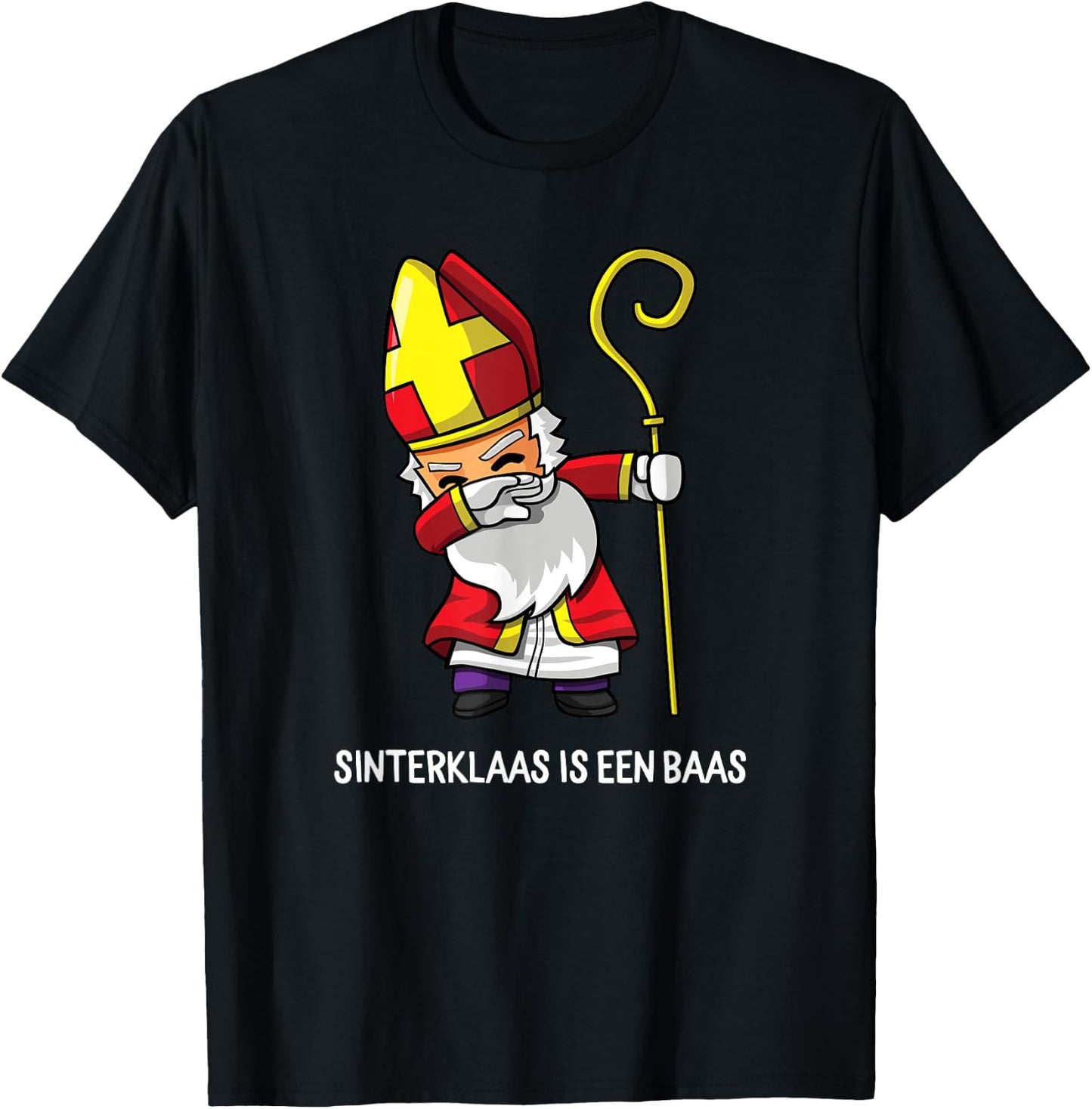 Dabbing Sinterklaas Is Een Baas Dutch Holiday Sint T-Shirt - T-Shirt | Black