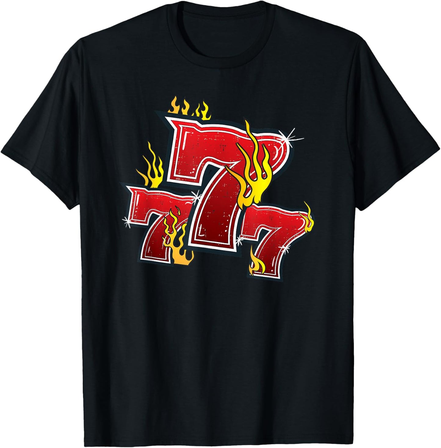 777 Lucky Slot Machine Numbers Jackpot T-Shirt - T-Shirt | Black