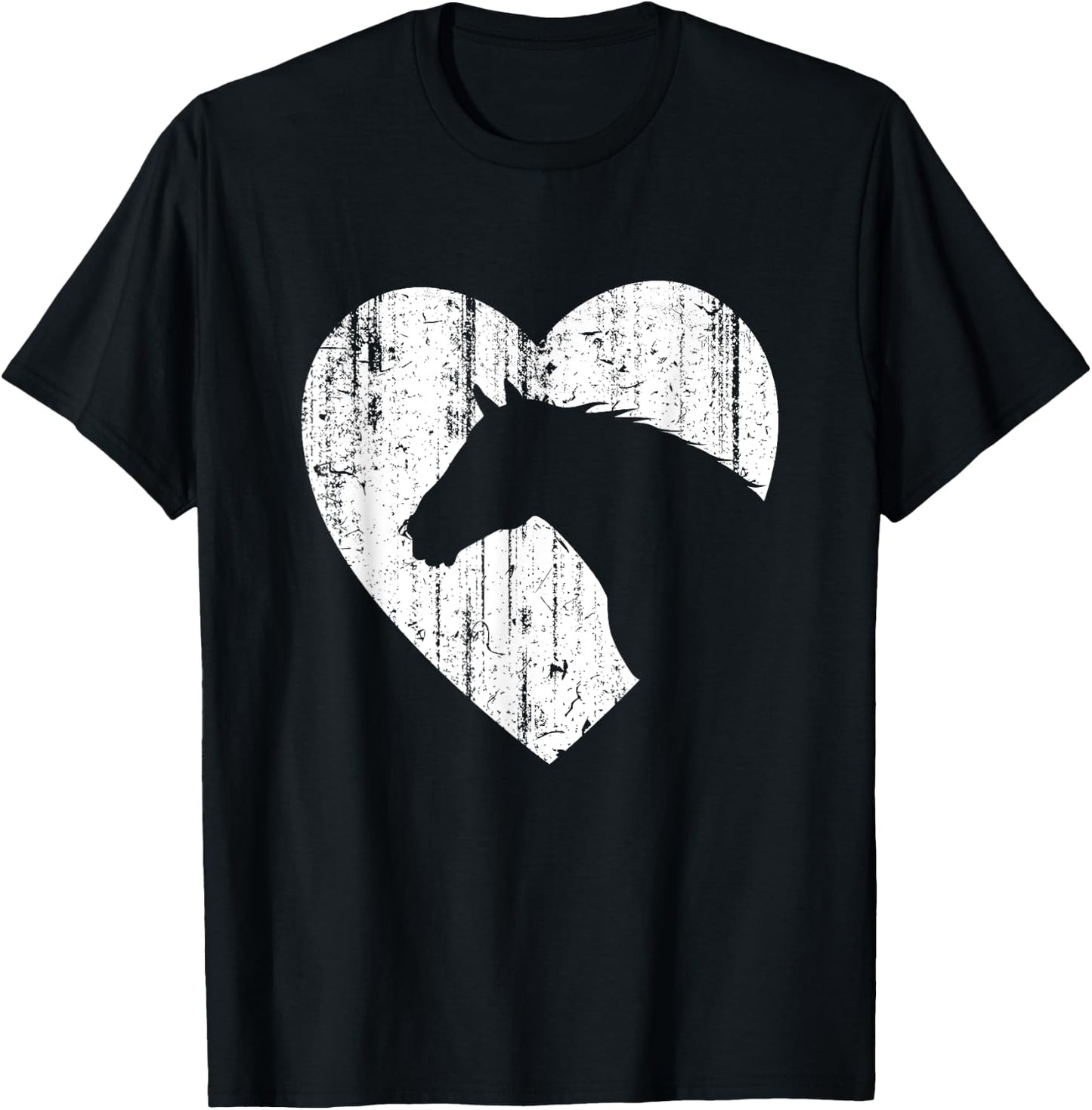 Horse Heart Silhouette For Cowgirl Equestrian Graphic Print T-Shirt - T-Shirt | Black