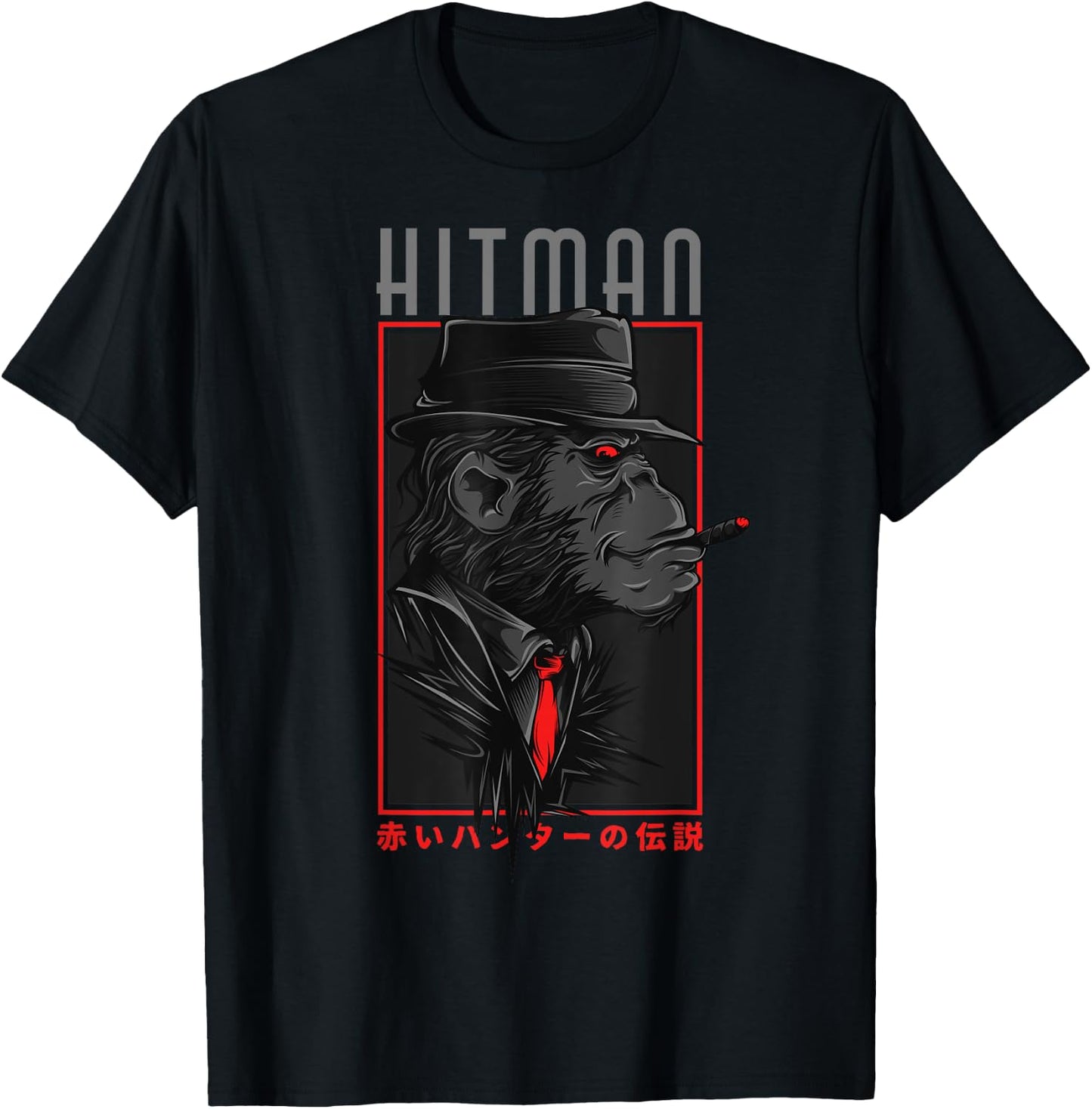 Japanese Gorilla Monkey Gang Gangsta Mafia Hitman Asian T-Shirt - T-Shirt | Black