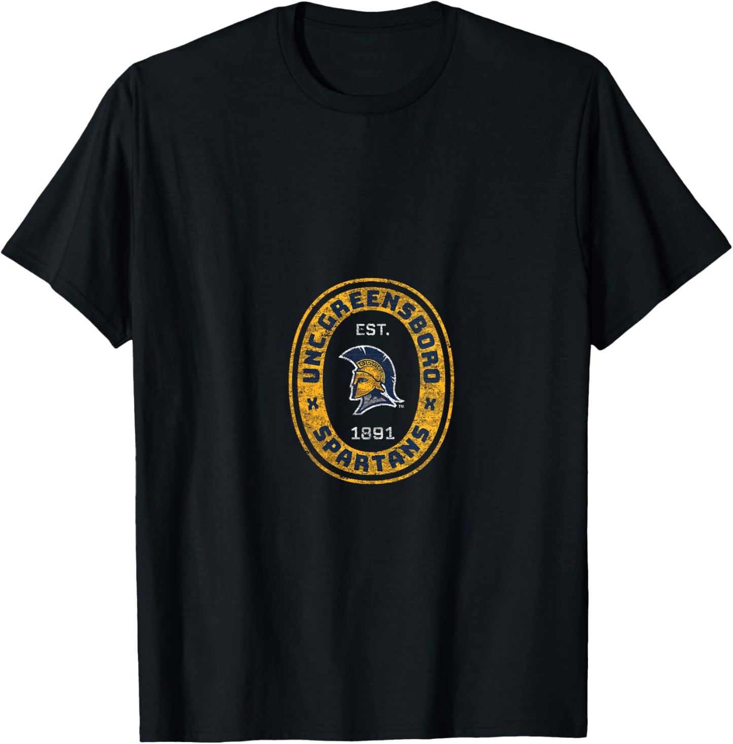 Women's UNC Greensboro UNCG Spartans Retro Crest Seal V-Neck T-Shirt - T-Shirt | Black
