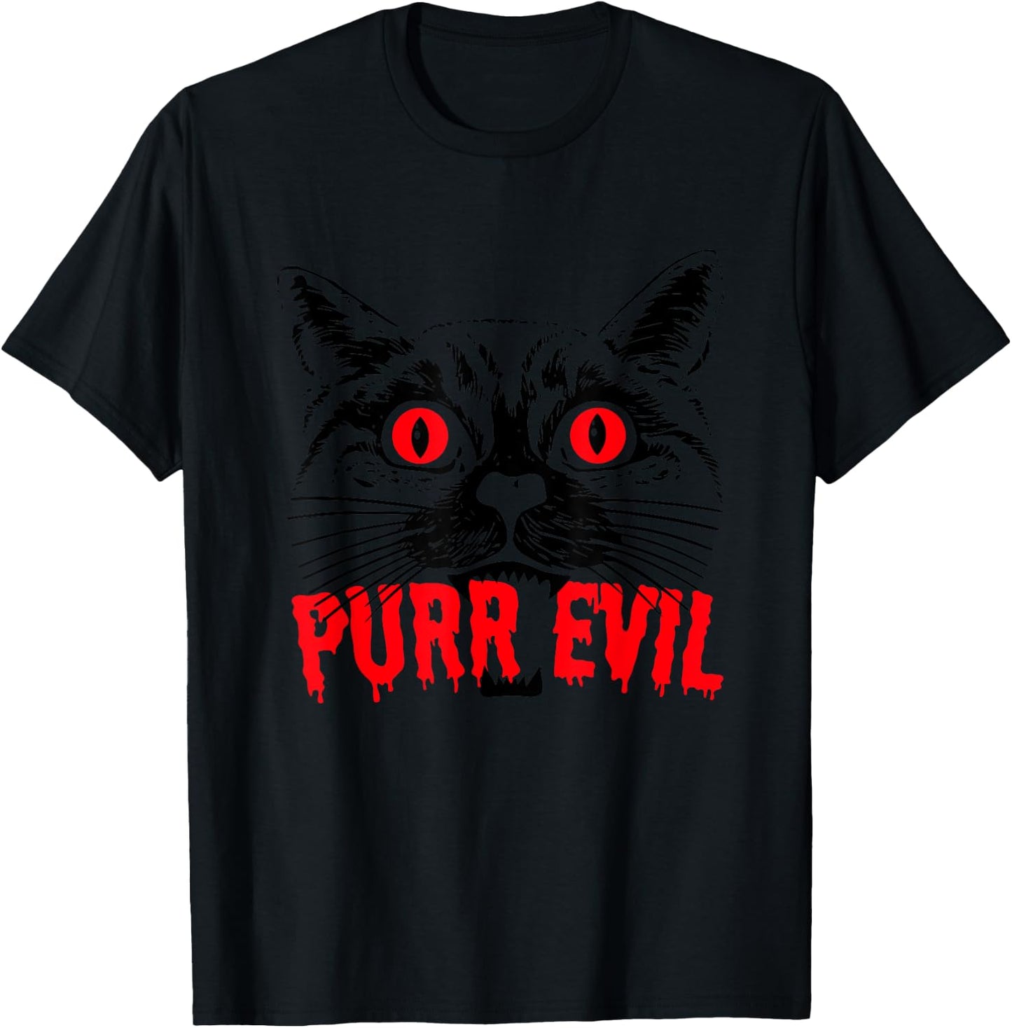Purr Evil Satanic Cat Spooky design for Halloween T-Shirt - T-Shirt | Black