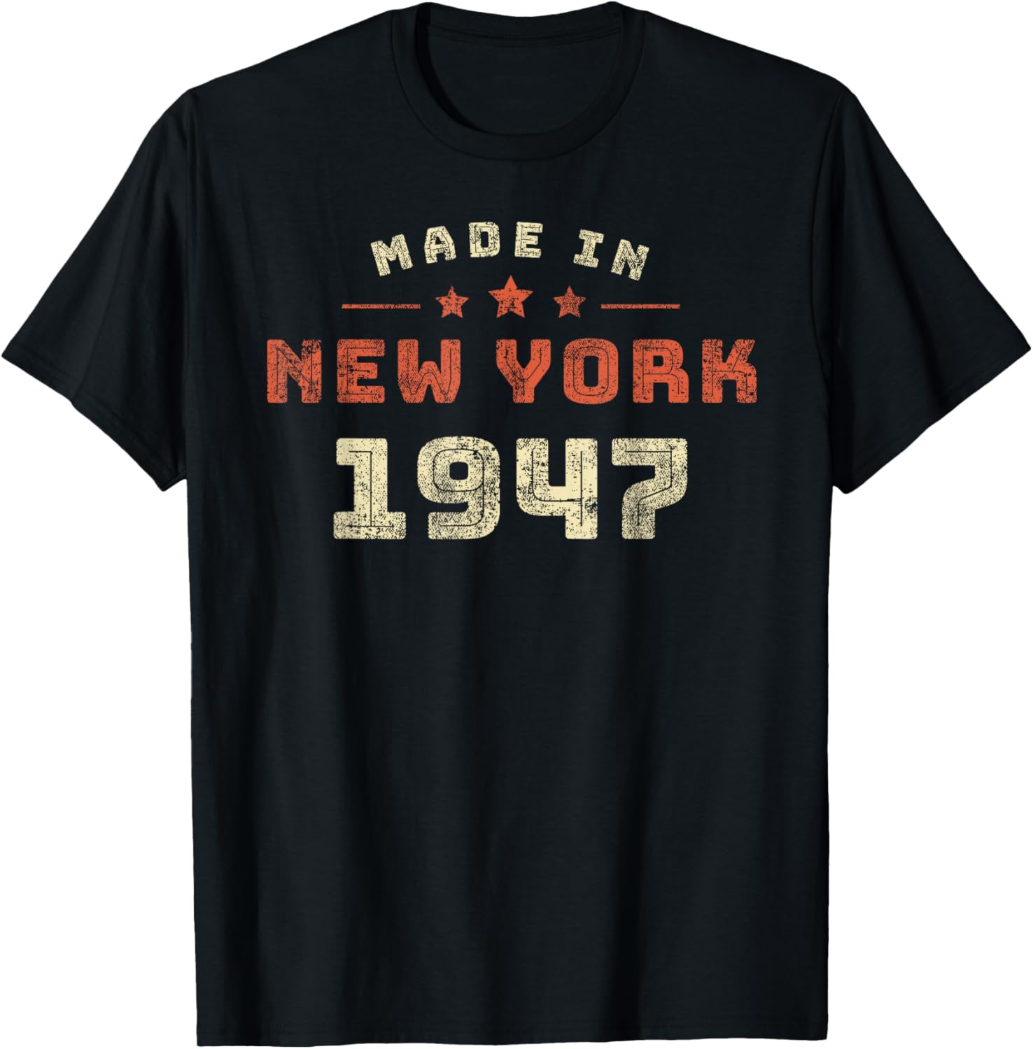 New York City 1947 Birth Year Retro Style Graphic T-Shirt - T-Shirt | Black