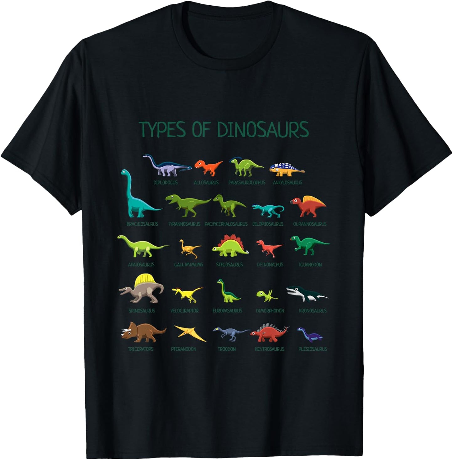 Types of Dinosaurs Dino Identification T-Shirt - T-Shirt | Black