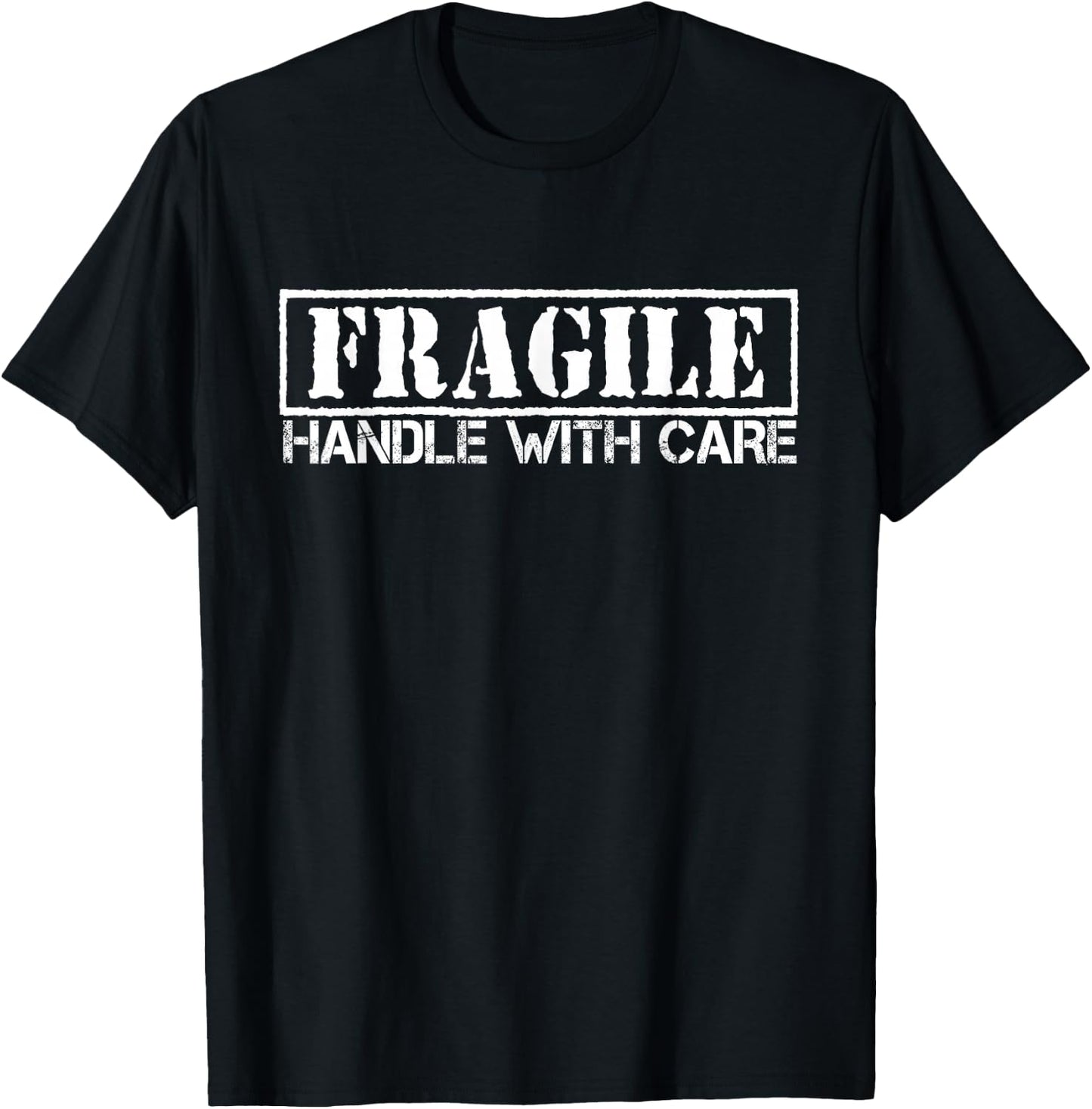 GENYOLO Fragile Handle with Care Shirt. Grunge Quote T-Shirt - T-Shirt | Black