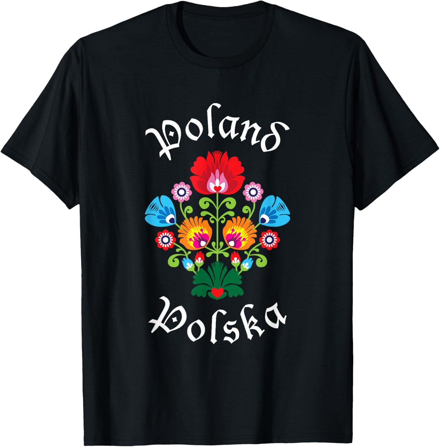 POLAND | Folk Art WYCINANKI Polska, Polish Folklore Fest T-Shirt - T-Shirt | Black