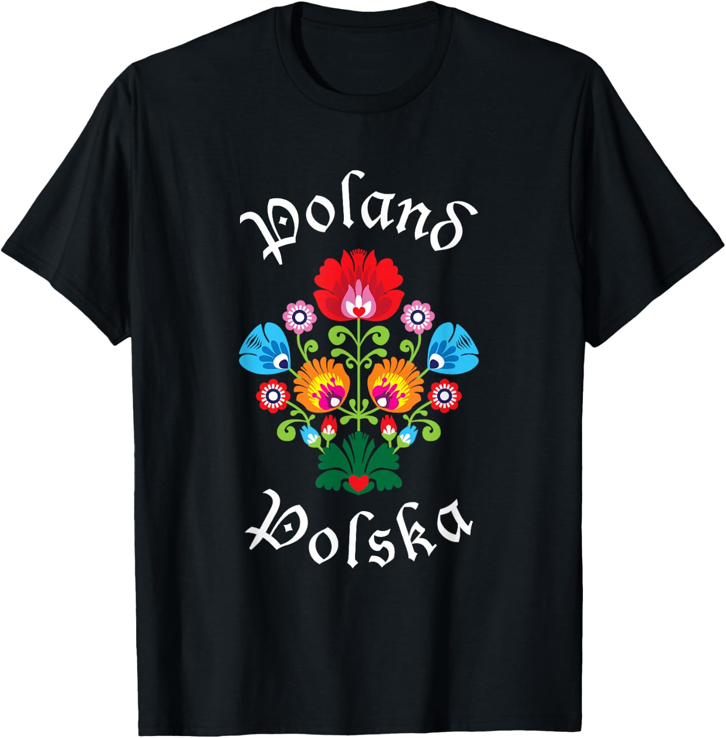 POLAND | Folk Art WYCINANKI Polska, Polish Folklore Fest T-Shirt - T-Shirt | Black