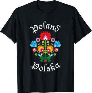 POLAND | Folk Art WYCINANKI Polska, Polish Folklore Fest T-Shirt - T-Shirt | Black