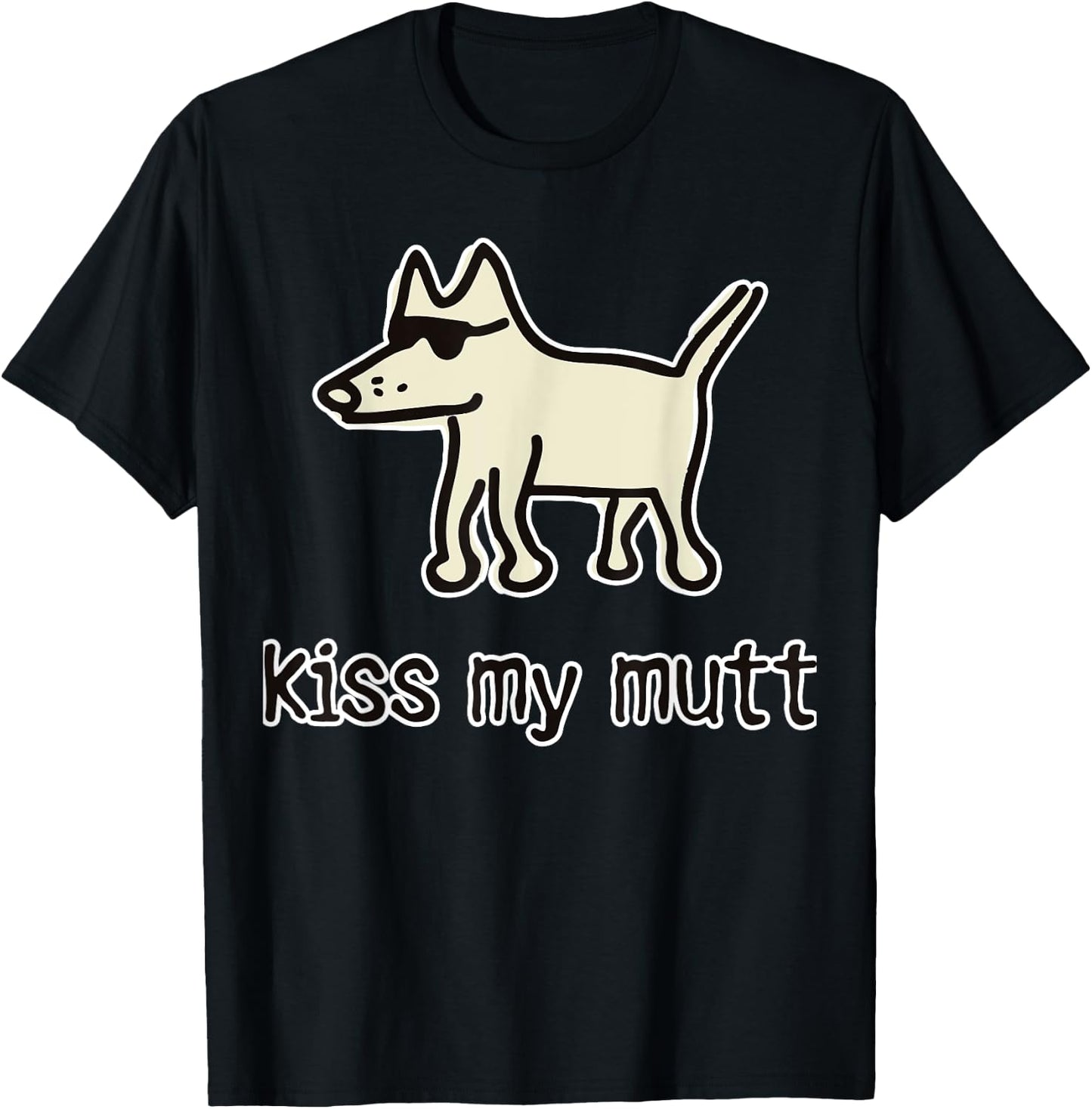 Kiss My Mutt Funny Dog Men Women Girls Kids T-Shirt - T-Shirt | Black