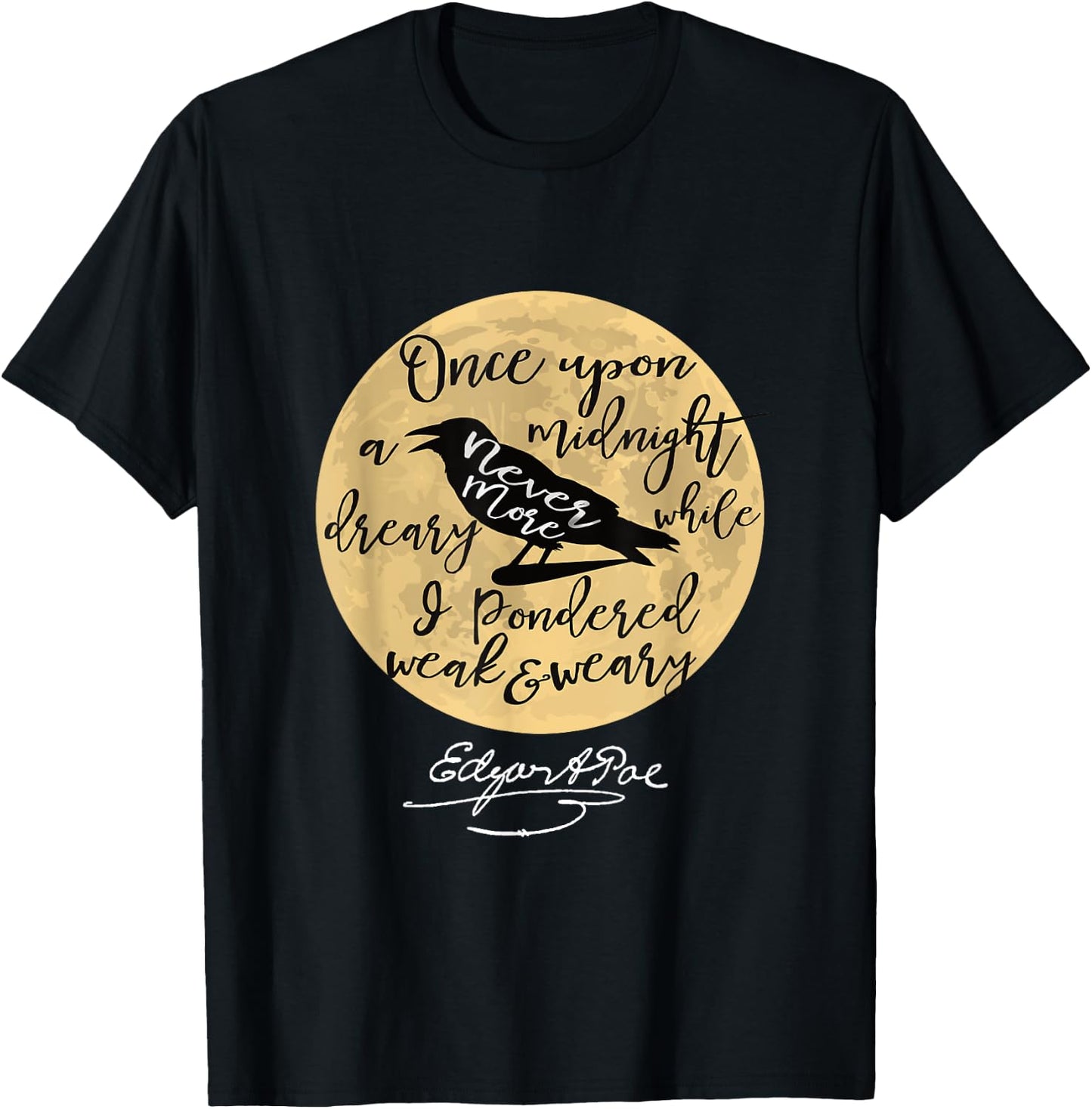 Gothic Edgar Allan Poe The Raven Literary Gifts T-Shirt - T-Shirt | Black