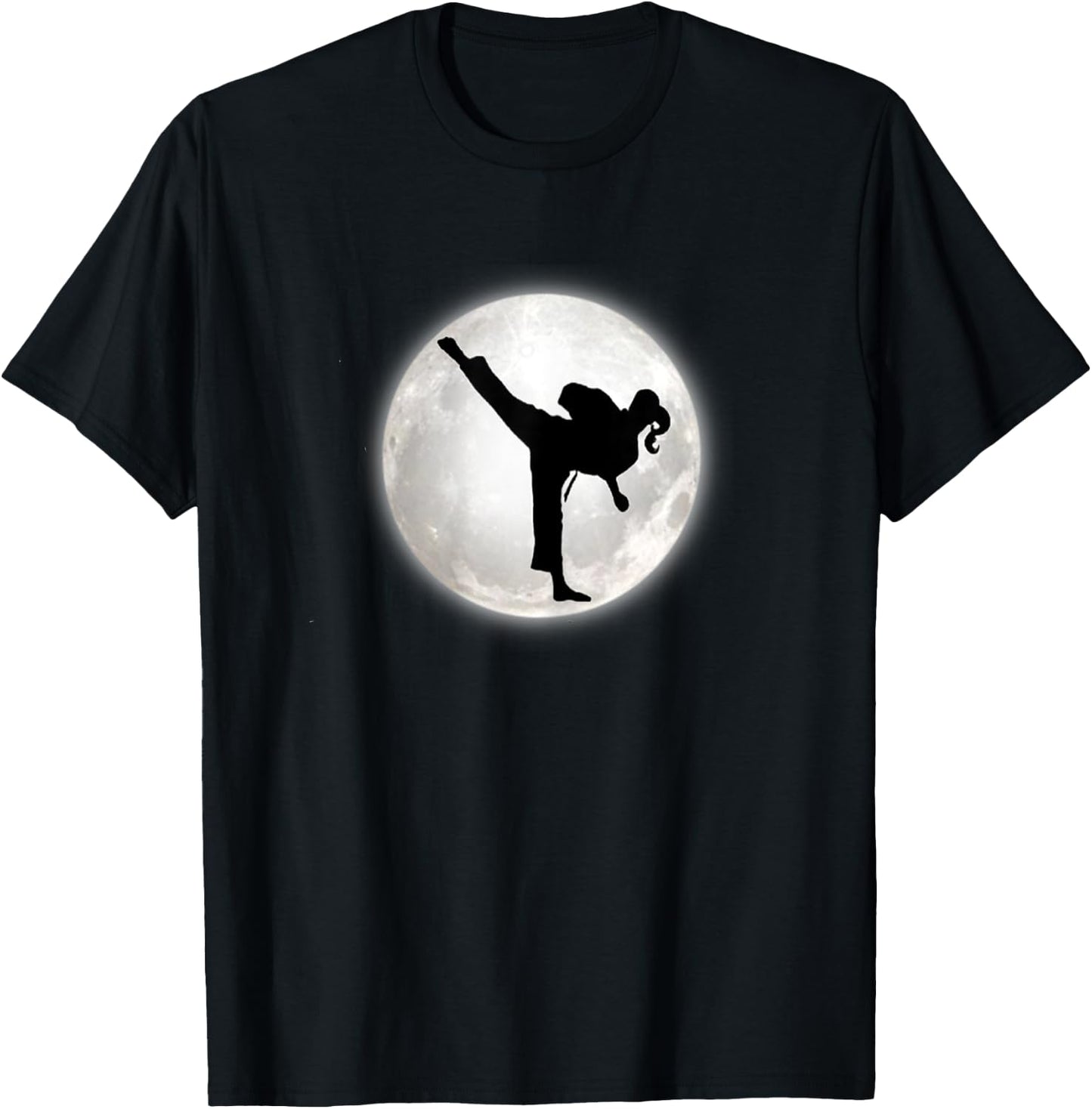Taekwondo Girl in the Moon for Girls The Kick T-Shirt - T-Shirt | Black
