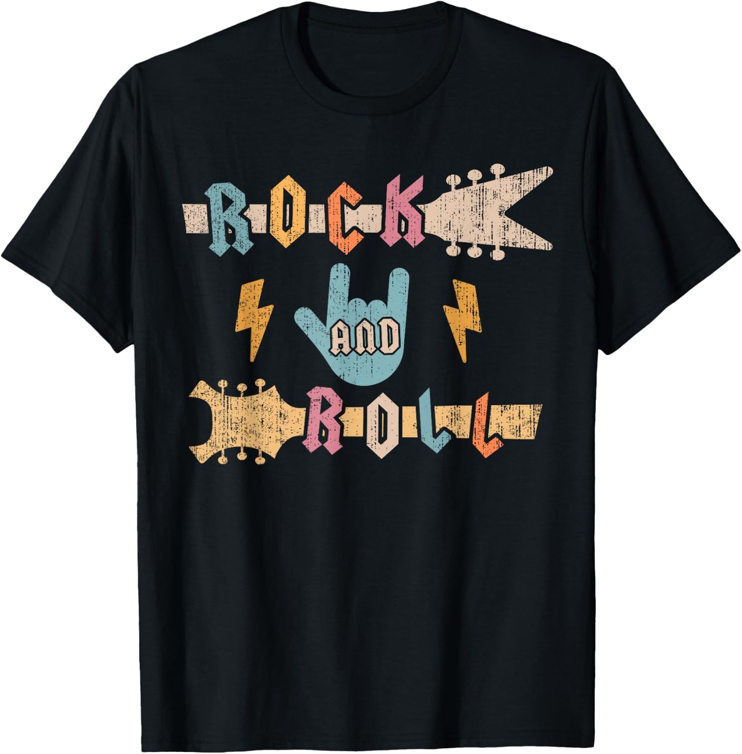 Kids Rock And Roll Vintage Design Concert Band, Rock Music T-Shirt - T-Shirt | Black