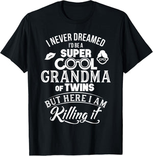 Super Cool Grandma Of Twins Mothers Day Shirt Gifts T-Shirt - T-Shirt | Black