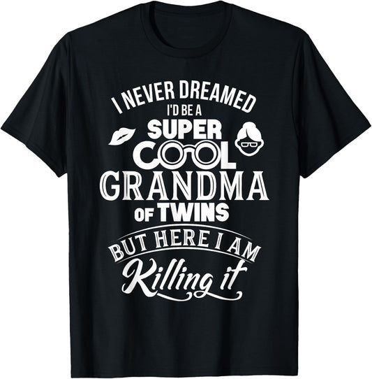 Super Cool Grandma Of Twins Mothers Day Shirt Gifts T-Shirt - T-Shirt | Black