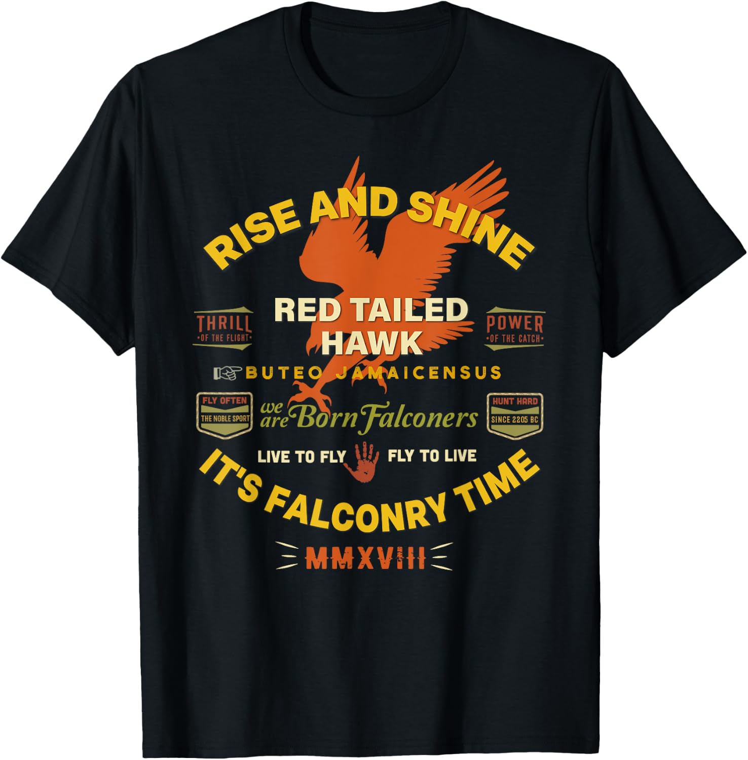 It's Falconry Time! Red Tail Hawk Graphic for Falconers T-Shirt - T-Shirt | Black
