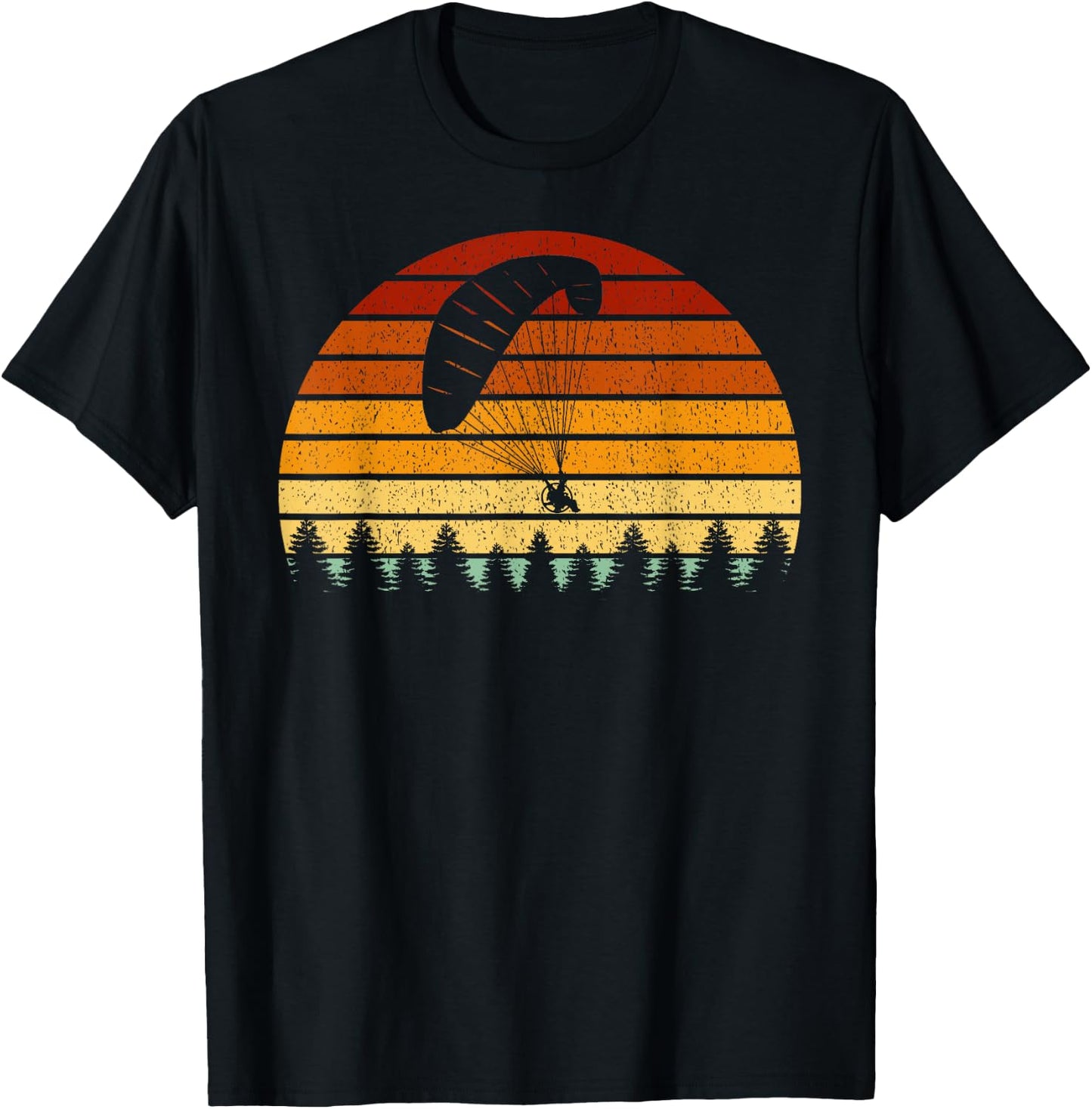 Vintage Sunset Paragliding Gift Paragliders T-Shirt - T-Shirt | Black