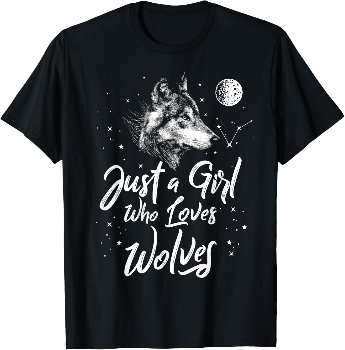 Just A Girl Who Loves Wolves Shirt Wolf Shirt Women Girls T-Shirt - T-Shirt | Black