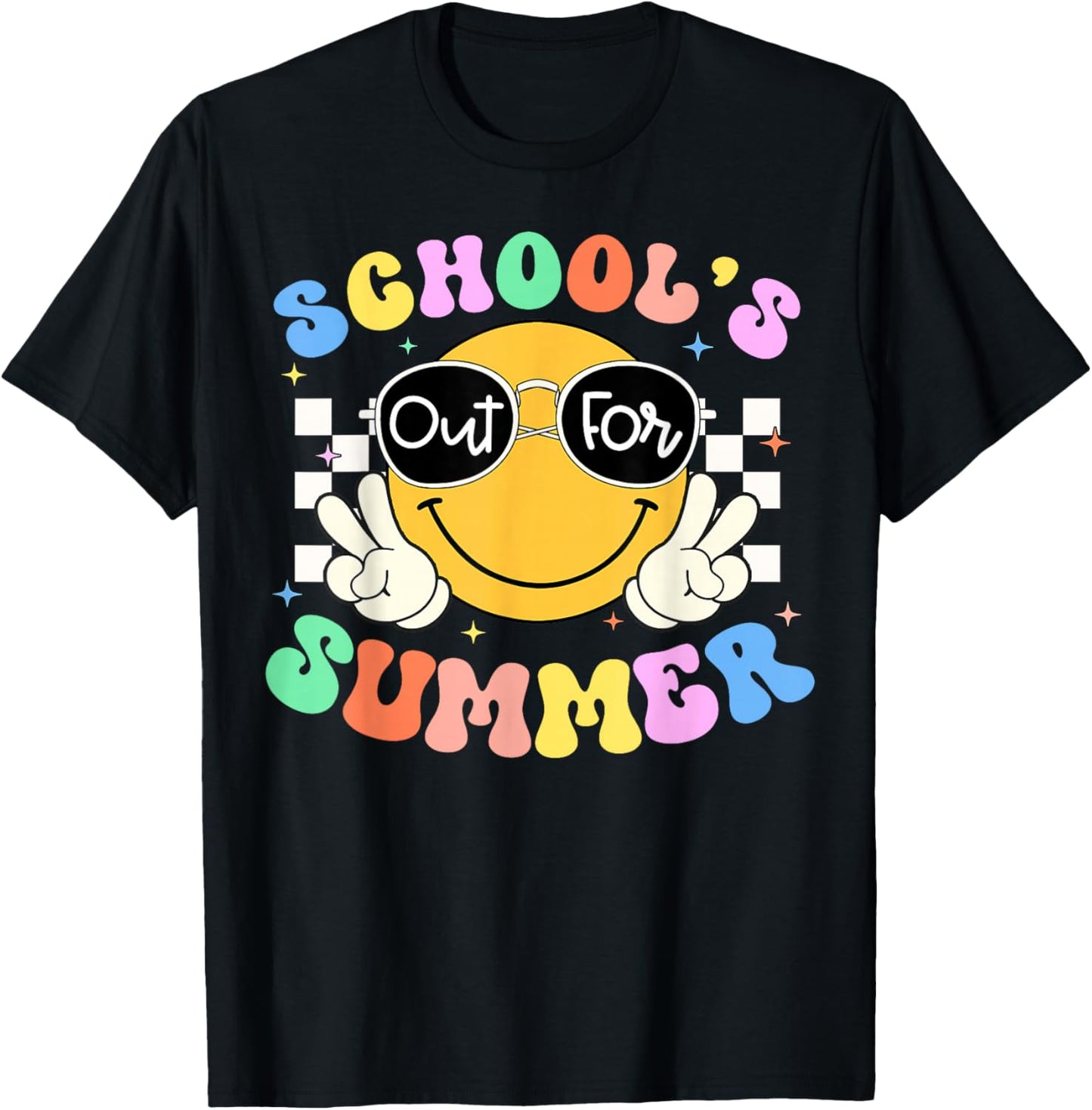 Schools Out for Summer Last Day Smile Face Student Teacher T-Shirt - T-Shirt | Black