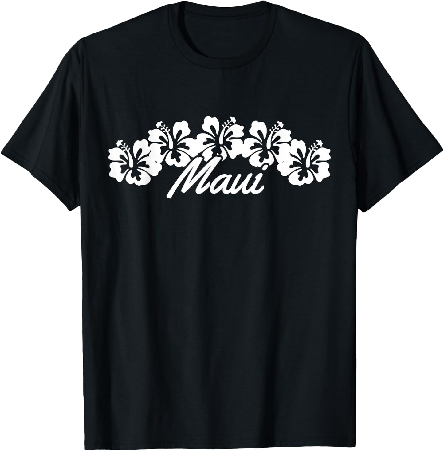Maui Hawaii Hibiscus Flowers Hawaiian Islands Surfer Gift T-Shirt - T-Shirt | Black