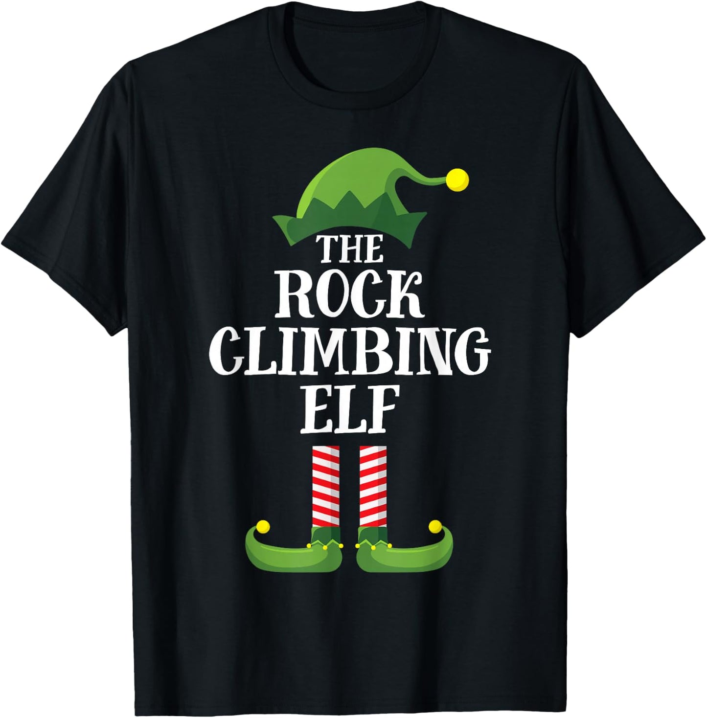 Rock Climbing Elf Matching Family Group Christmas Pyjamas T-Shirt - T-Shirt | Black
