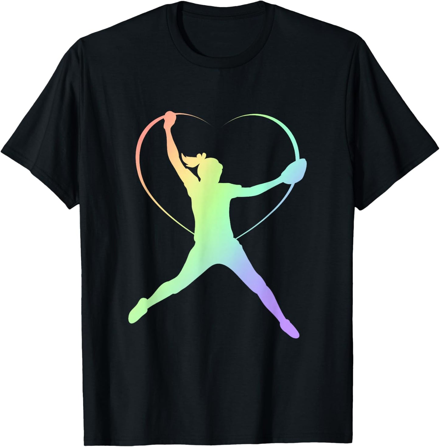Soft Rainbow Softball Gifts for Teen Girls Pitcher Patterned T-Shirt - T-Shirt | Black