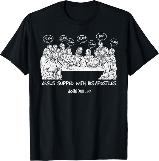 Funny Jesus with Apostles Christian Joke Religious Humor T-Shirt - T-Shirt | Black