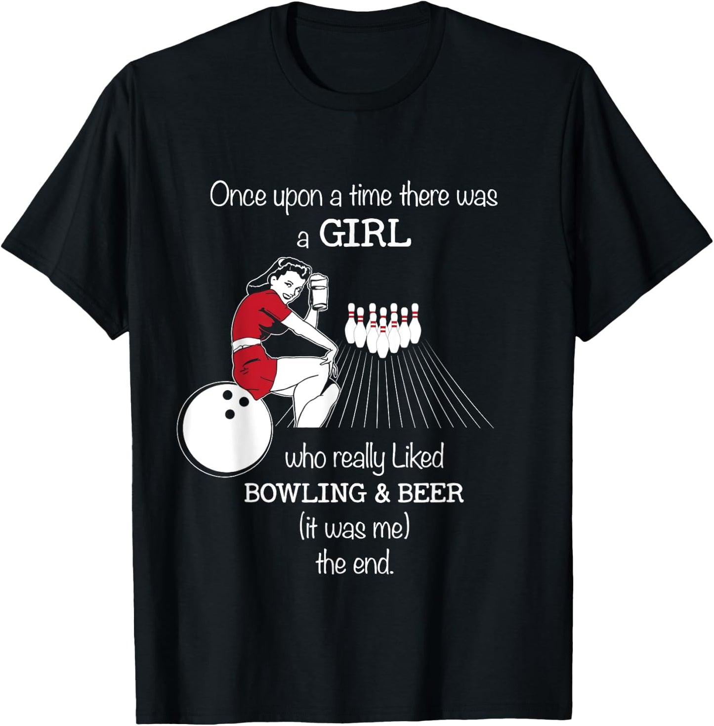Girl Loves Bowling And Beer Bowling Gear & Girls T-Shirt - T-Shirt | Black