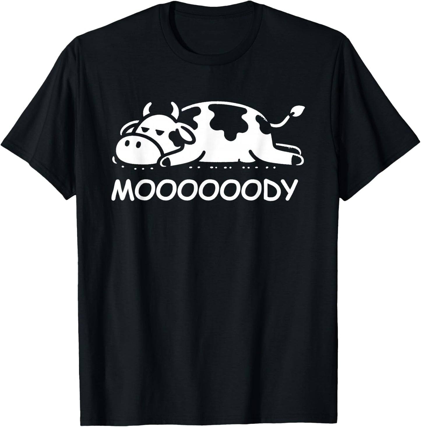 Cow Moody Funny Sleepy Cow Lazy Cow T-Shirt - T-Shirt | Black