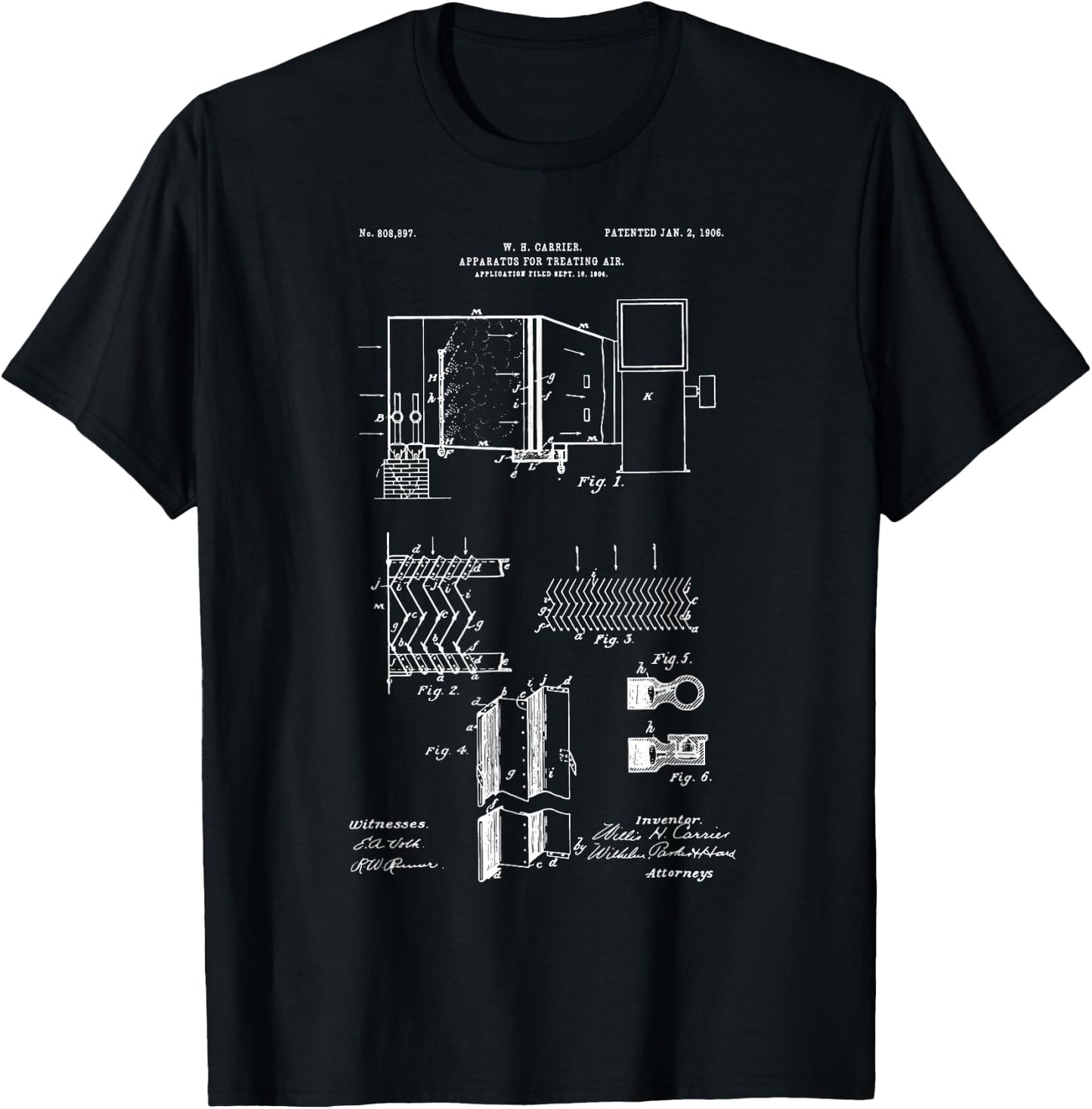 HVAC Technician Funny First Air Condition Patent Print T-Shirt - T-Shirt | Black