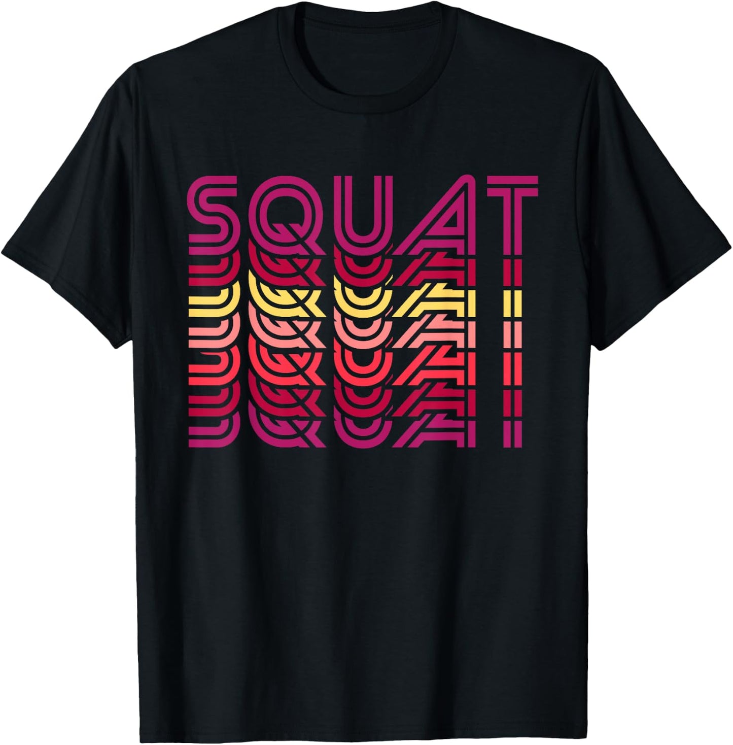 Squat Retro Vintage Funny Fitness Workout Gym Exercise T-Shirt - T-Shirt | Black