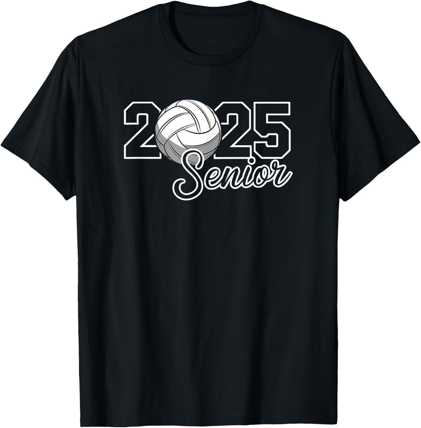 Senior 2025 Volleyball Mom High School Graduation Outfit Fun T-Shirt - T-Shirt | Black