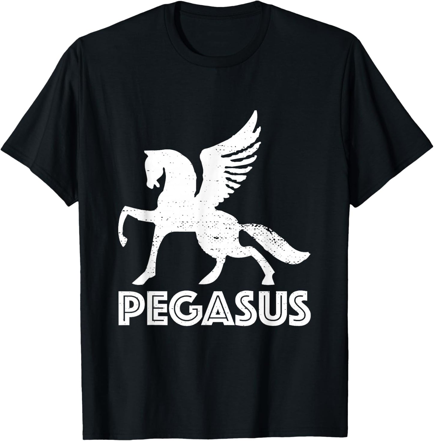 White Pegasus T Shirt Distressed Magic Unicorn Horse Galaxy T-Shirt - T-Shirt | Black