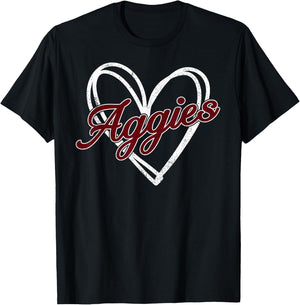 Retro Personalized Aggies-Heart Men Women Kid T-Shirt - T-Shirt | Black